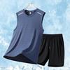 Traje de Seda Hielo Verano 2025 Chaleco y Shorts de Secado Rápido Conjunto de Dos Piezas Malla Transpirable Deportivo Casual Estilo Moderno para Hombre