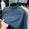 Dropshipping transfronterizo de camisetas de manga larga de alta calidad para hombre, tendencia de moda primavera-otoño, con cuello mao de dos botones y costuras visibles