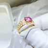 Anel Cor de Ouro com Diamante Mosane Rosa de 1 Quilate Série Moda Feminina Luxo Leve Anel Mosane Cor Branca Super Feminino