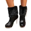 Otoño 2026 Nueva Llegada Comercio Exterior Tallas Grandes Mujer Casual Cómodo Estilo Europeo Americano Moda Ropa Exterior Botas de Tacón Alto Talla Única