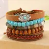 Nuevo Pulsera de Cinco Piezas con Cuentas de Madera de Colores Estilo Flor Pulsera Elegante Moda Joyería Hecha a Mano en Hilo De Fábrica En Stock