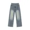 Jeans para hombre personalizados/estilo americano, nuevos pantalones casuales versátiles de pierna recta ancha holgada para primavera/verano/otoño en negro