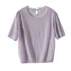 Loja Principal Shanghai Dan Nong/Nova Camiseta de Tricô de Seda de Gelo Cor Doce para Mulheres, Top de Seda de Amora Ligeiramente Escondido