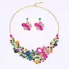 Conjunto de Colar e Brincos Florais Europeus e Americanos Retrô Cravejados com Diamantes, Acessórios Exagerados para Vestido de Noiva, Joias Mais Vendidas Transfronteiriças
