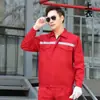 Conjunto de Roupa de Trabalho para Primavera e Outono para Oficina, Oficina de Reparo Automotivo, Canteiro de Obras, Uniforme de Trabalho Durável, Roupa de Segurança com Faixa Refletora para Soldador de Mina de Carvão