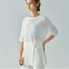Top Deportivo Casual de Malla Ligera, Ligeramente Transparente, Secado Rápido, con Estampado Floral Descuento Ds616, Cubre-Ropa de Yoga Holgado de Media Manga