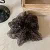 Diadema elástica de organza con estampado de leopardo, Diadema para coleta delicada y esponjosa, Cuerda elástica para el pelo con estampado estilo perezoso