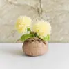 Adorno de Planta en Maceta con Flor de Pompones Tejida a Mano Terminada, Flor Artificial de Venta Caliente Transfronteriza para Oficina, Bolsa de la Suerte, Flor de Planta Tejida en Maceta
