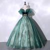 Examen de Arte Vocal Interpretación de Piano Canto Meime Vestuario Terciopelo Verde Oscuro Moda Vestido de Noche Falda Anfitriona Femenina