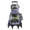 Mochila Escolar de Cuero 3D de Arrastre Juego de Tres Piezas Mochila de Arrastre Infantil de Dibujos Animados Bolsa de Almuerzo Venta Directa de Fábrica