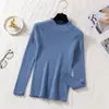 Tricô Feminino Suéter Gola Meia-alta Outono e Inverno Novo Estilo Coreano Camisa Base Slim Fit Emagrecedor Manga Longa Curto Suéter Interno