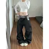 Calça jeans patchwork estilo retro americano, unissex, com bolsos em formato de estrela, caimento solto, perna larga, comprimento até o chão, design de perna reta, moderna