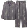 Pijama de Talla Grande para Hombre Primavera y Otoño Algodón Puro Casual Holgado Cuello de Solapa Manga Larga Adolescentes Pueden Usar Ropa de Casa para Salir Conjunto