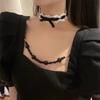 Estilo dark puro e sexy corda de tração colar gargantilha osso de cachorro feminino punk gargantilha colar de casal