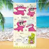 Toalha de banho de secagem rápida infantil de grandes dimensões Giz de cera Pequena nova toalha de praia Microfibra Velo de dupla face Toalha de praia com impressão digital