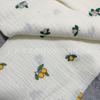 Gasa Doble Muselina Crepé Tela de Queso Estampada Fruta Cereza Arrugado Tela para Pijamas Ropa de Casa Tela para Ropa Tie-Dye
