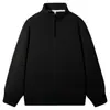 Moletom de Algodão 320g com Gola Alta, Estilo Outono e Inverno, Casual com Meio Zíper, Manga Longa, Marca Tendência, Versátil, Cor Sólida, Top Masculino