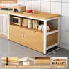 Cozinha rack multifuncional armário chão mesa de corte bancada multicamadas armário de armazenamento para micro-ondas armário lateral estreito