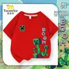 Nueva Camiseta de Manga Corta Estilo Minecraft para Niños Algodón Puro Moderna Superior de Media Manga para Niñas Ropa Fresca de Verano para Niños 7