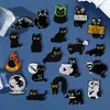 Broche de Liga de Metal Criativo Estilo Cartoon Japonês Série Gato Preto Formato de Gato Fofo Personalizado Emblema Metálico