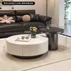 Mesa de centro redonda de ardósia designer para sala de estar, adequada para casas pequenas, luxo leve moderno, minimalista, de alta qualidade, novo estilo de mesa de chá pequena