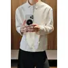 Camisa polo de manga larga estilo "old money" americano para hombre, primavera y otoño, elegante y casual, con cuello de solapa, top interior holgado para hombre