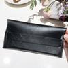 Nova bolsa macia de couro óculos de sol bolsa preto moda óculos de sol caixa espelho pano espelho saco chave de fenda cartão de teste