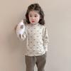 Camisa de Base Fina de Veludo com Laço para Meninas Outono e Inverno 2025 Nova Moda Coreana Infantil Estilo Menininha Top