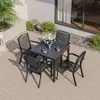 Mesa y Sillas de Madera y Plástico para Patio Exterior Combinación de Mesa y Sillas para Cafetería de Ocio Mesa y Sillas de Comedor de Ocio para Balcón al Aire Libre Jardín