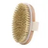 Escova de massagem dupla face Bullet Cerdas Body Bath Brush Punho de madeira Luffa Brush Nanzhu Hemu escova de banho