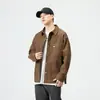 Otoño e Invierno Nuevo Vintage Japonés marrón Camisa de Trabajo para Hombre Holgada Talla Grande Casual Camisa Chaqueta Juvenil Top de Moda