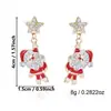 Pendientes de Botón con Pedrería Serie Navideña Transfronteriza Europea y Americana de Irregular Papá Noel Copa de Vino Bastón de Caramelo Pendientes de Fiesta Festiva para Mujer