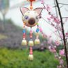 Estilo Étnico Carrillón de Viento de Cuero Hecho a Mano Decoración con Colgante de Dibujos Animados con 5 Cascabeles, Venta Directa del Fabricante