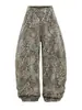 Jeans Scimitar con Estampado de Leopardo Retro Americano para Mujer, Silueta de Chica Caliente de Verano, Pantalones Holgados de Pierna Ancha Relajados y Perezosos de Largo Hasta el Suelo