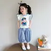 Conjunto de Roupa Listrada de Boneca de Verão para Meninas Pequenas 2026 Verão Fresco Coelho Bebê Super Fofo Roupa Casual de Verão