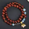 Sândalo Sangue 08mm Pulseira Artesanal DIY Contas de Madeira Jacarandá Africano Pulseira de Madeira Unissex Contas de Oração Budista