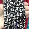 Contas de Ágata Xizang Preto e Branco Oito Olhos Contas de Barril Xizang Contas de Tambor Contas Bodhi Estrela Lua Contas de Cintura Acessórios DIY