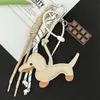 Pingente de Cachorro Dachshund em Estoque, Pingente de Bolsa de Cachorrinho de Couro Estilo Ruth Fofo, Chaveiro de Casal, Decoração de Carro
