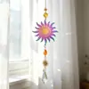 Adorno de campanilla de viento de cristal atrapasol de girasol transfronterizo, piezas metálicas coloridas, decoración del hogar arcoíris, disponible para dropshipping
