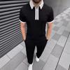 Verano 2025 Amazon Aliexpress Europeo y Americano Transfronterizo Polo de Hombre Cremallera Casual Manga Corta Traje de Shorts