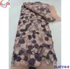 Encaje Francés Retro Totalmente Plisado Bordado con Rosas Tela de Encaje con Lentejuelas para Novia