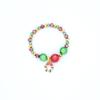Pulsera de regalo de Navidad con cordón elástico y cuentas de colores, ideal como regalo de Navidad, con campana para árbol de Navidad de Papá Noel.