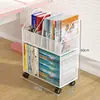 Estante de almacenamiento debajo del escritorio, estantería móvil con ruedas, carrito de uso doméstico para al lado del escritorio, estante de almacenamiento de libros multicapa de pie