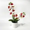 Nuevo Modelo de 12 Orquídeas Mariposa Artificiales en una Maceta, Pieza Decorativa para Estudio, Sala de Estar, Decoración de Interiores, Tacto Realista, Flores Falsas, Bonsái de Planta Verde