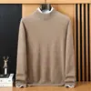 Suéter Masculino Bai Cai Rong 100% Caxemira Pura, Gola Alta Meia, Tricô de Luxo Leve, Casual de Negócios, Peça de Tricô Quente para Outono e Inverno