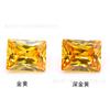 Gema artificial de calidad 5A, zirconio rectangular de ángulo recto 04# dorado 05# dorado intenso, piedra desnuda, zirconio al por mayor