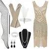 Nuevo Producto 2025 Tallas S-4XL1920 Vestido Retro Gatsby con Lentejuelas y Perlas con Escote en V Delantero y Trasero Vestido de Moda con Borlas