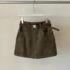 Saia Vintage de Sarja para Trabalho 2026 Novo Estilo Coreano Cintura Alta Design com Bolsos Versátil Emagrecedora Saia Evasê para Mulheres