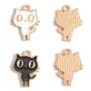 Accesorios para Joyería de Aleación con Goteo de Aceite Hechos a Mano Colgante de Gato Gatito Blanco y Negro Pulsera Collar Pendientes Colgante W478