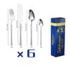 Acero Inoxidable Cintura Pequeña Cuchillo y Tenedor para Comida Occidental Caja de Regalo para 6 Personas Cuchillo para Bistec, Tenedor y Cuchara Vajilla de Exportación Juego de 24 Piezas